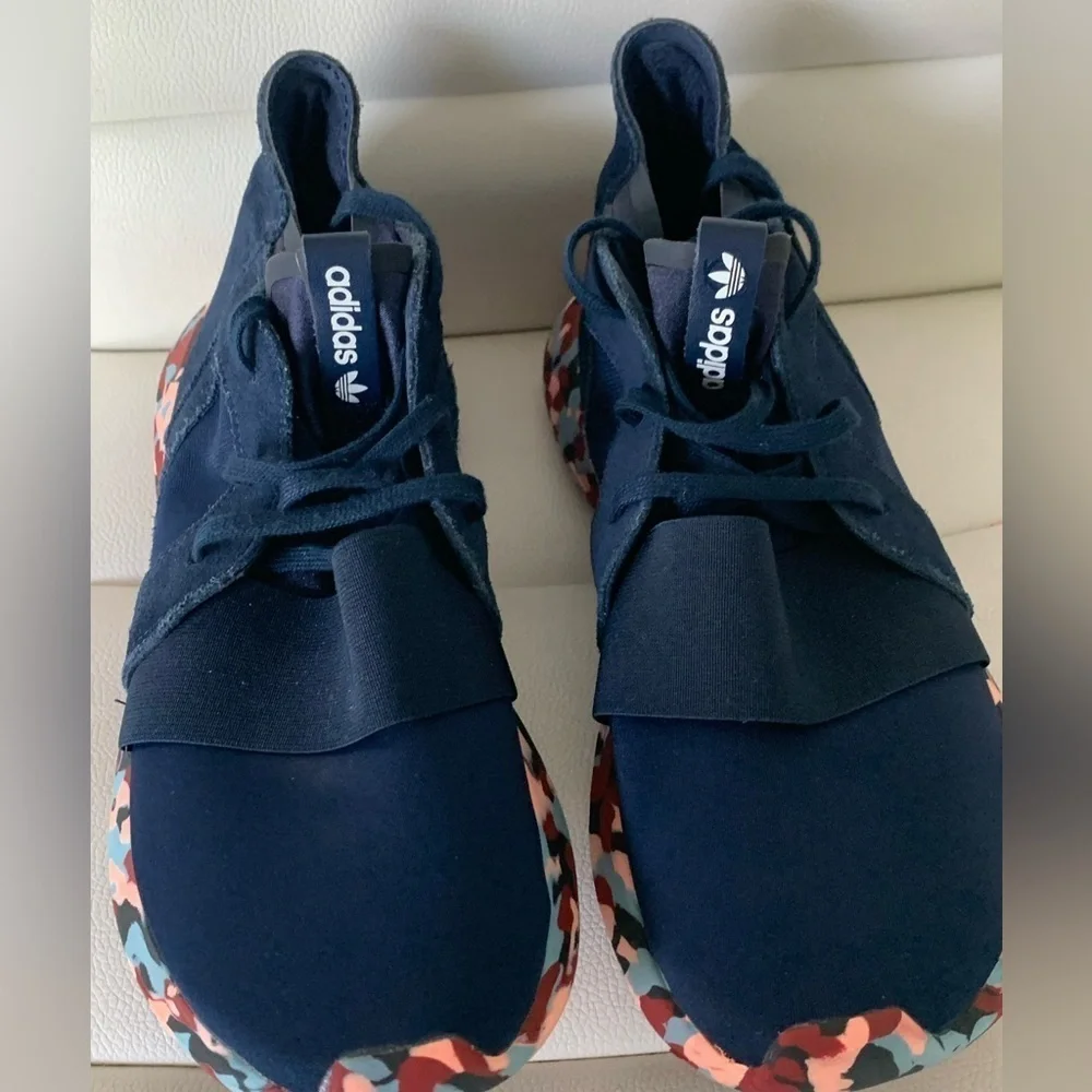 Adidas Tubular Womens Size 8.5 Navy Blue Walking Athletic Running Shoes Sneakers